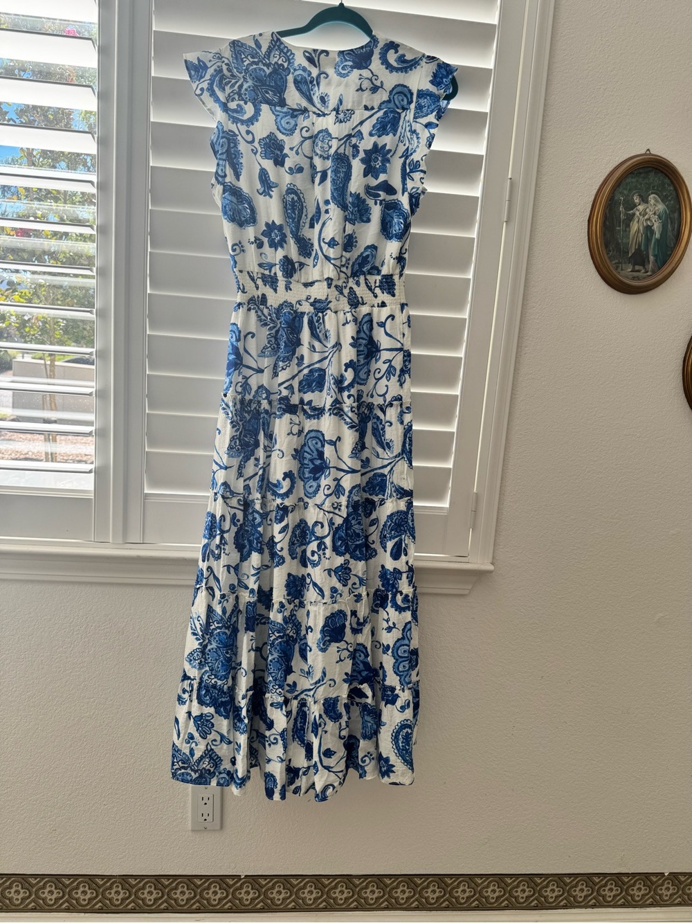 MSK Blue and White Paisley Floral Maxi Dress